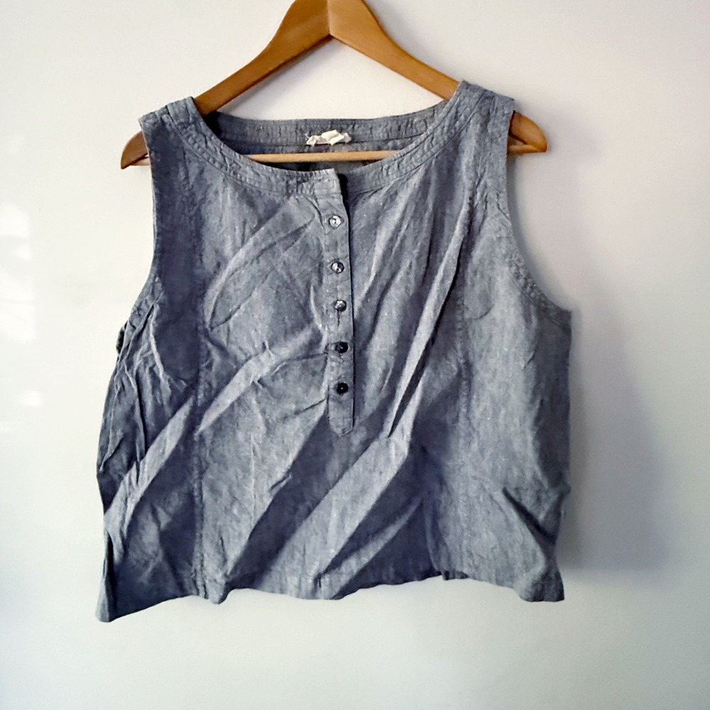 Eileen Fisher Tank Top Women Large Coastal Grandmother Minimalist Linen Blend